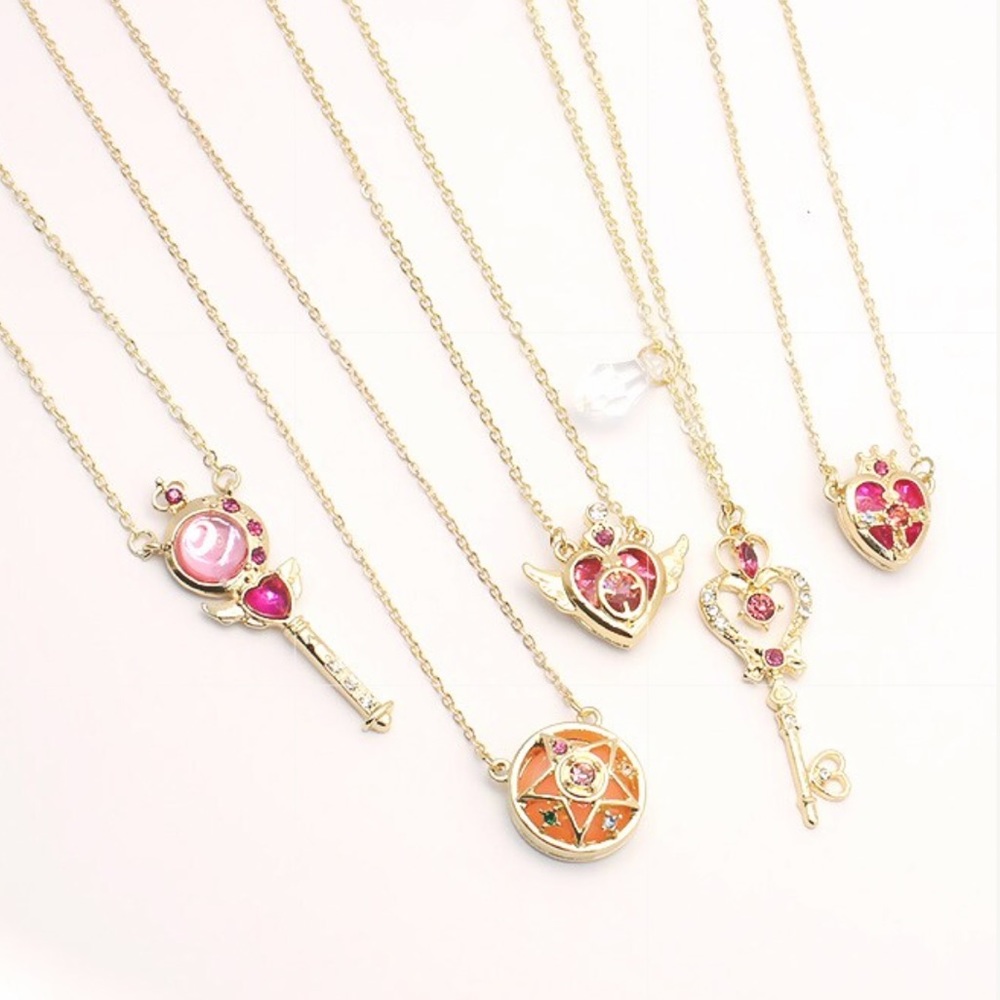 New Lot ~ 5 Sailor Moon Necklaces 🌙 Charms on Adjustable Length Gold Chains